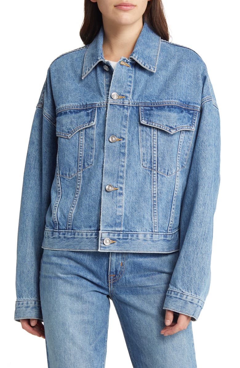 SLVRLAKE Detroit Oversize Denim Trucker Jacket, Alternate, color, 