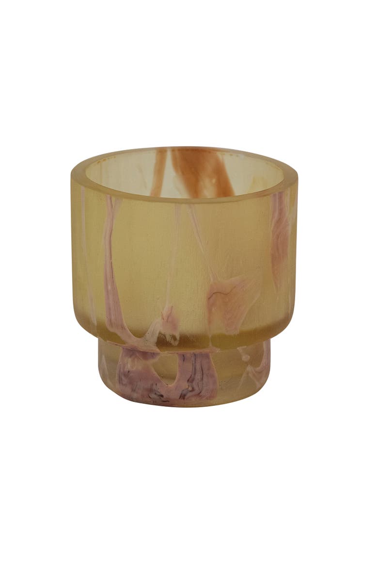 Marbled Glass Footed Tealight Holder, Main, color, Marbled Brown