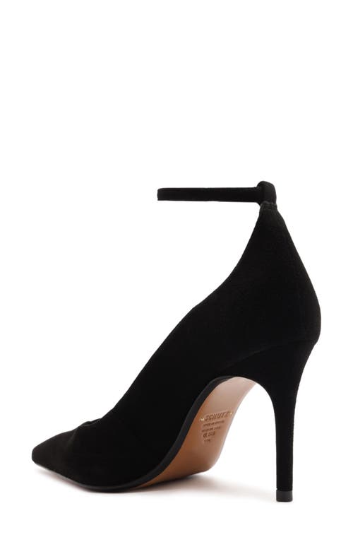 Schutz Mia Ankle Strap Pointed Toe Pump In Black