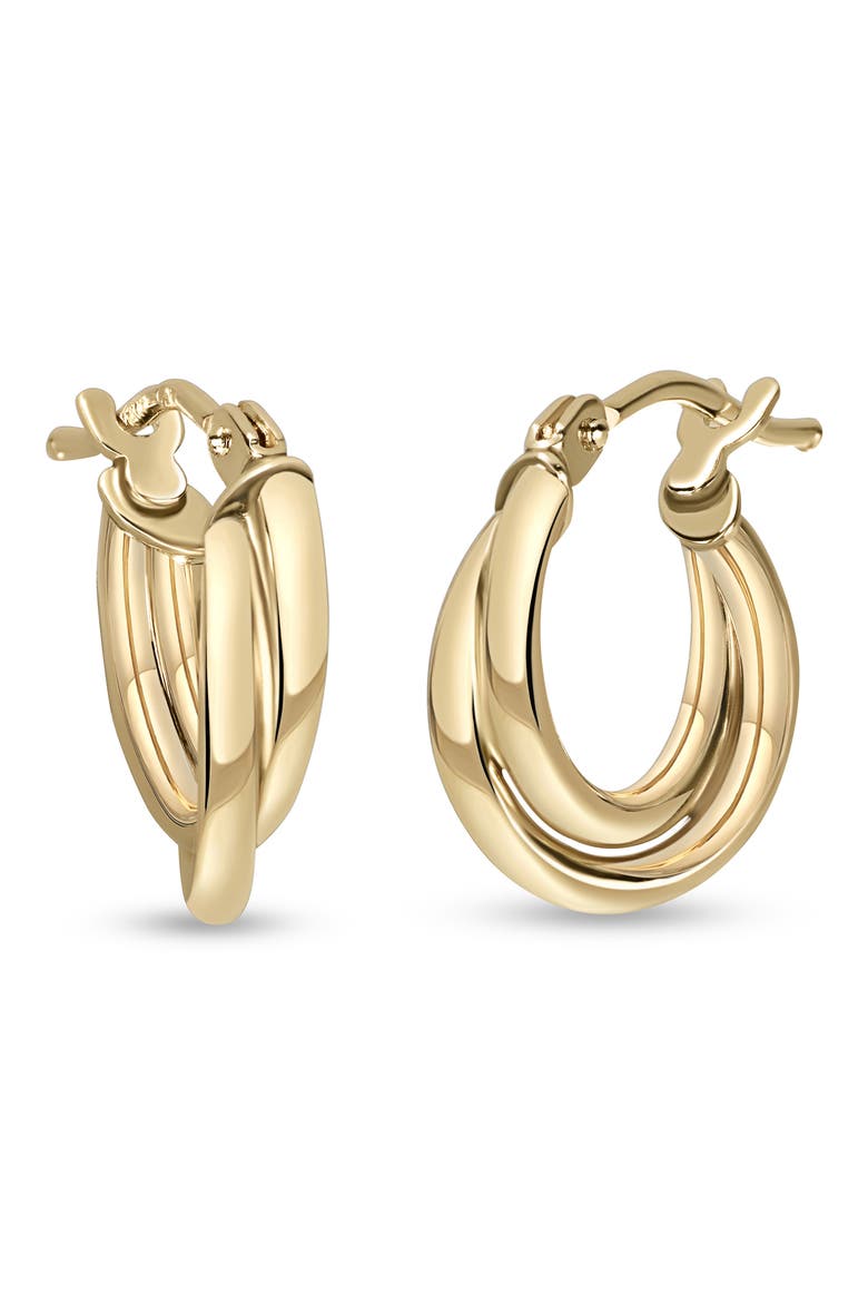14K Gold Overlap Hoop Earrings, Main, color, YELLOW