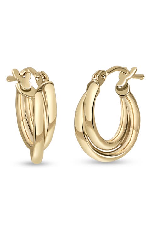 14K Gold Overlap Hoop Earrings