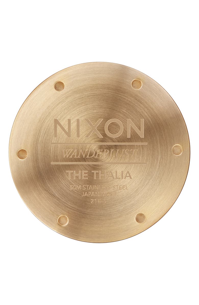 Nixon Thalia Leather Strap Watch, 38mm, Alternate, color, Light Gold / Black
