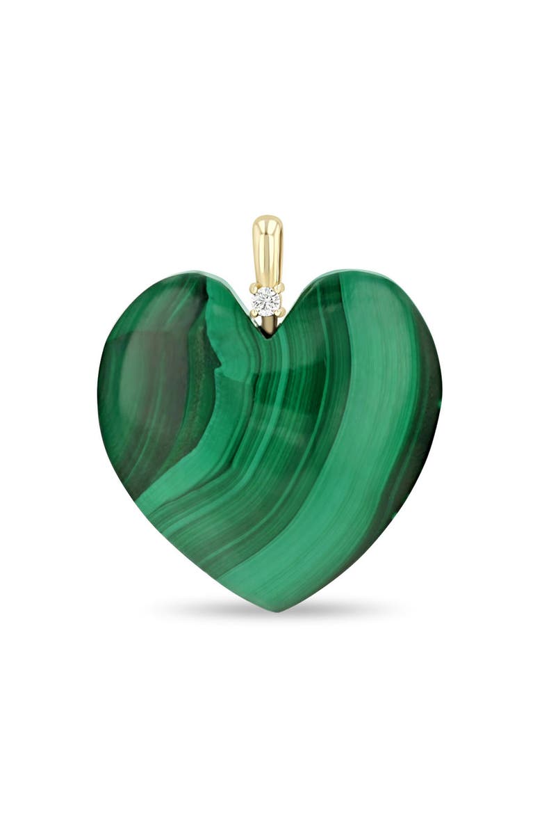 Zoë Chicco Malachite Heart Diamond Charm, Main, color, 14K Yellow Gold/ Green