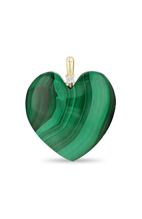 Malachite Heart Diamond Charm