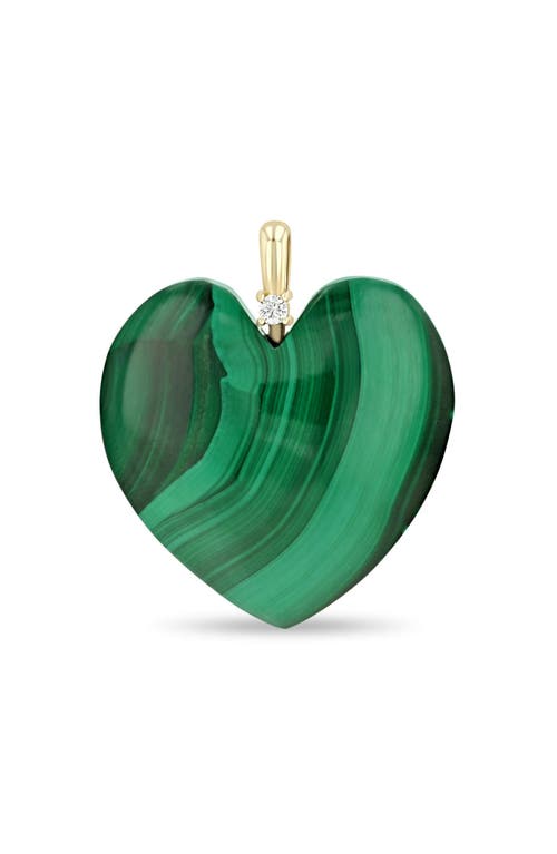Zoë Chicco Malachite Heart Diamond Charm In Green