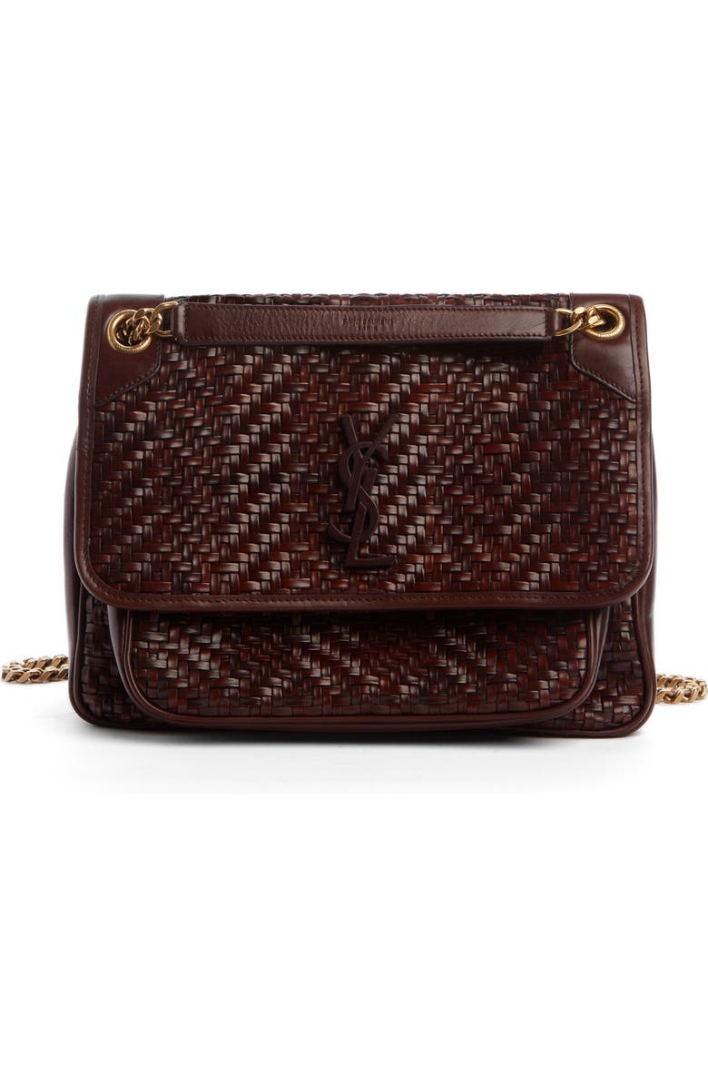 Saint Laurent Medium Niki Woven Leather Shoulder Bag, Main, color,