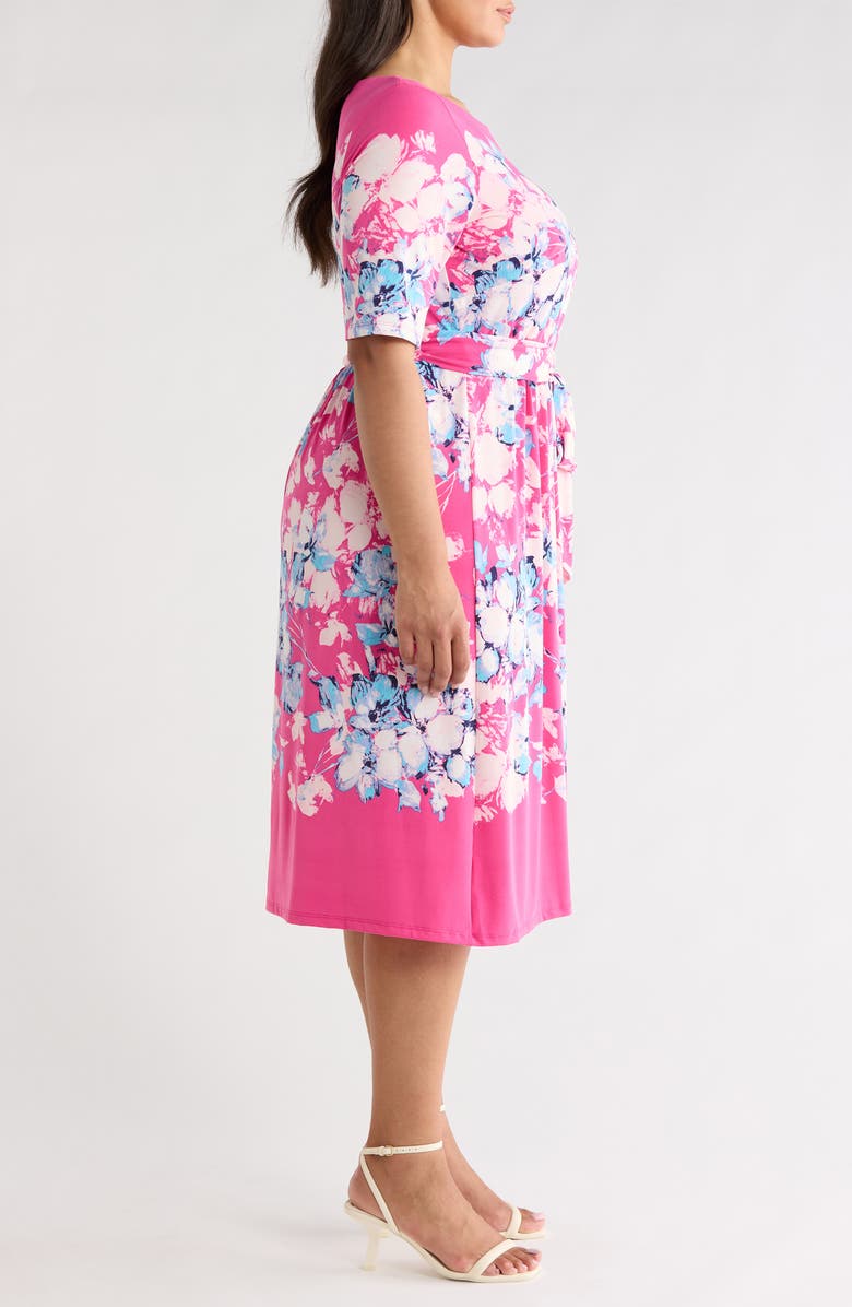 KASPER Floral Knit Dress, Alternate, color, Pink Perfection Multi