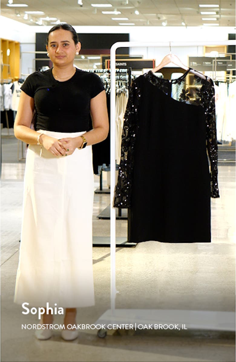 Floral Sequin Long Sleeve Cocktail Minidress, sales video thumbnail