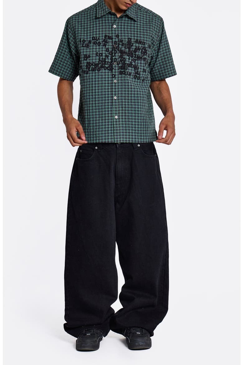 Check Oversize Cotton Button-Up Shirt, Alternate, color, GREEN