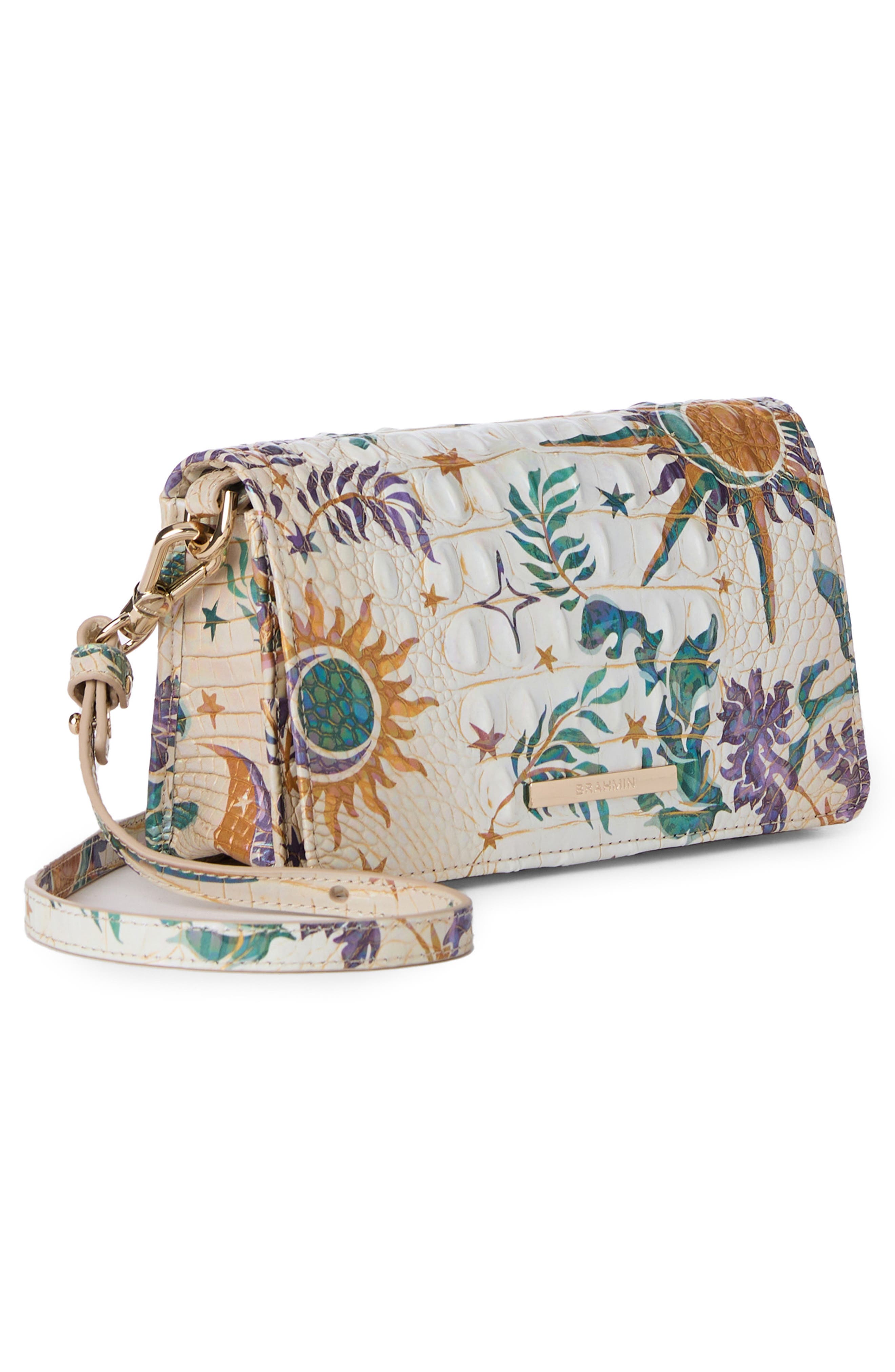 Brahmin Minuette Croc Embossed Printed Leather Crossbody Bag, Alternate, color, 