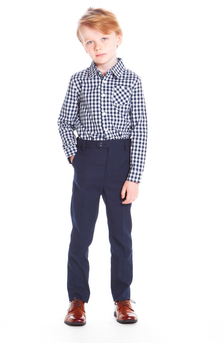 Andy & Evan Check Sport Shirt, Alternate, color, Navy