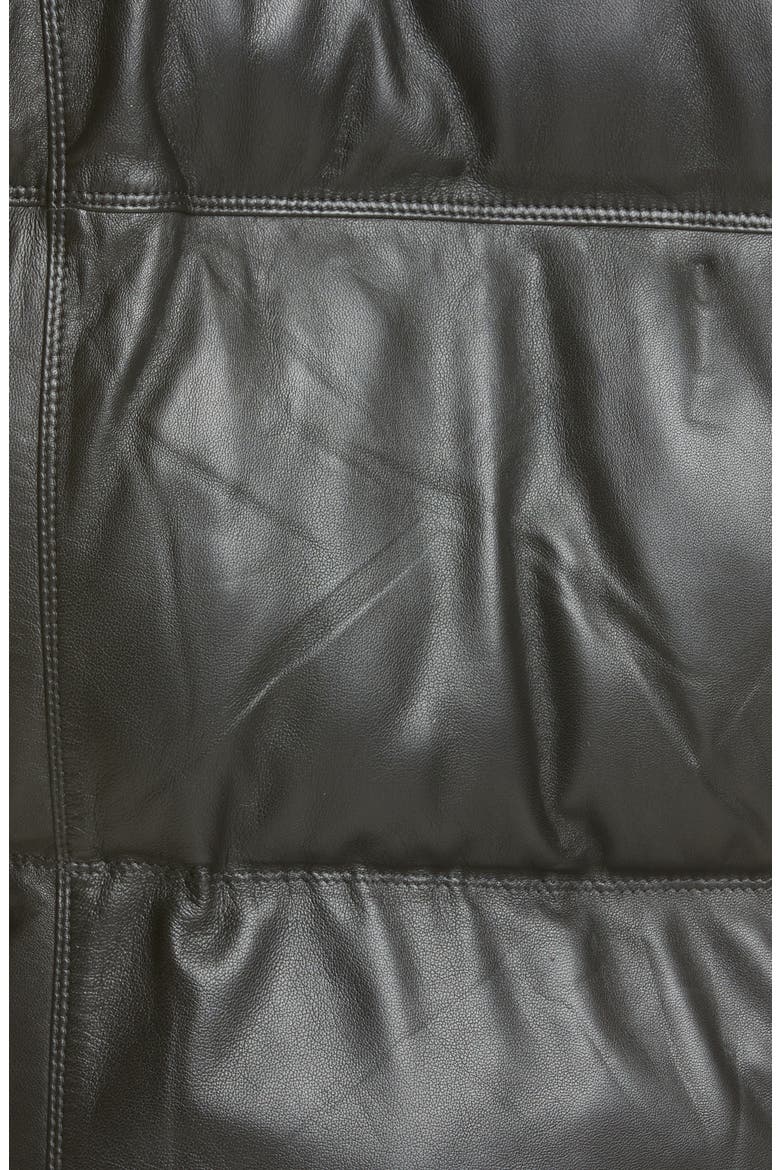 Sleeveless Leather Puffer Vest, Alternate, color, NOIR