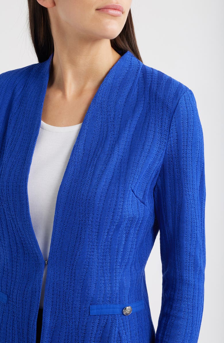 Ming Wang Tailored Fit Textured Wave Knit Jacket, Alternate, color, Sapphire Sea
