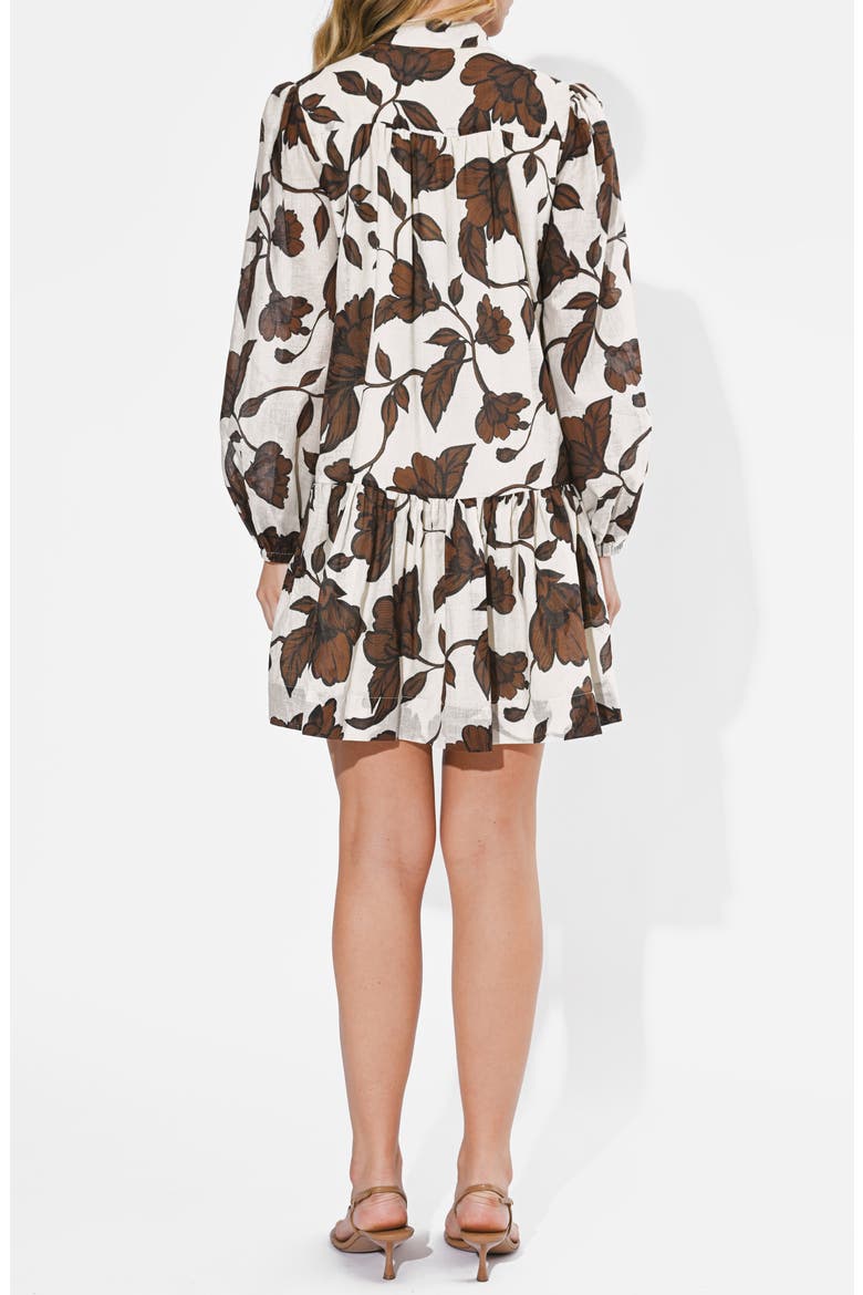 Sharon Floral Print Long Sleeve Minidress, Alternate, color, BROWN
