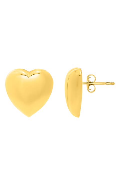 Puffed Heart Stud Earrings