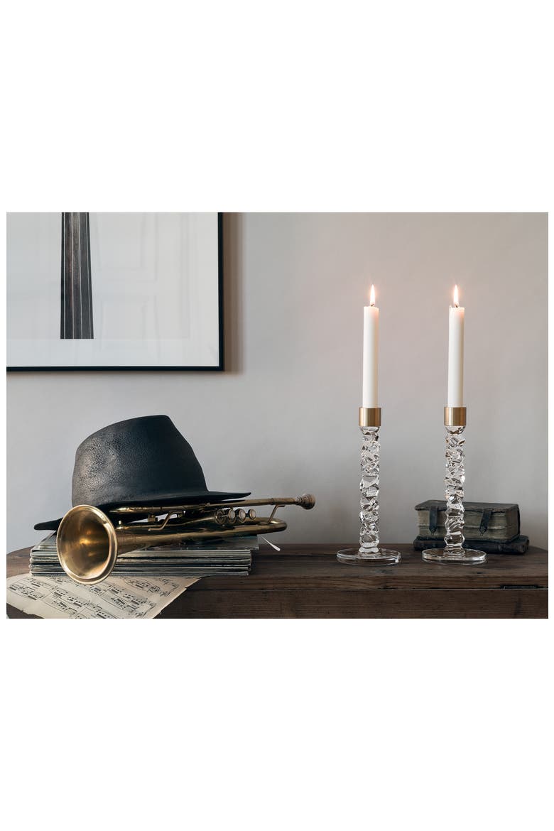 Carat Set of 2 Large Crystal & Brass Candlesticks, Alternate, color, CRYSTAL/ BRASS