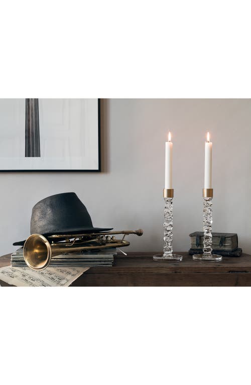 ORREFORS ORREFORS CARAT SET OF 2 LARGE CRYSTAL & BRASS CANDLESTICKS 