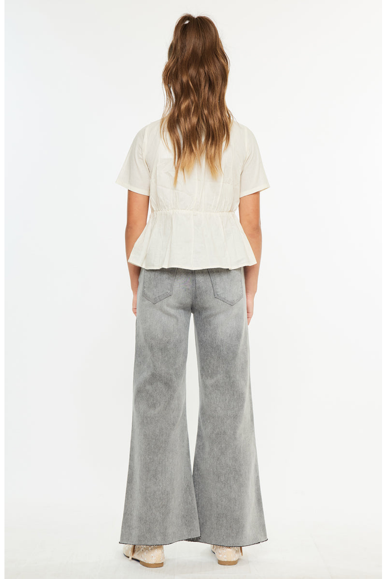 Kaitlyn High Rise Cropped Palazzo Jeans, Alternate, color, Light Gray
