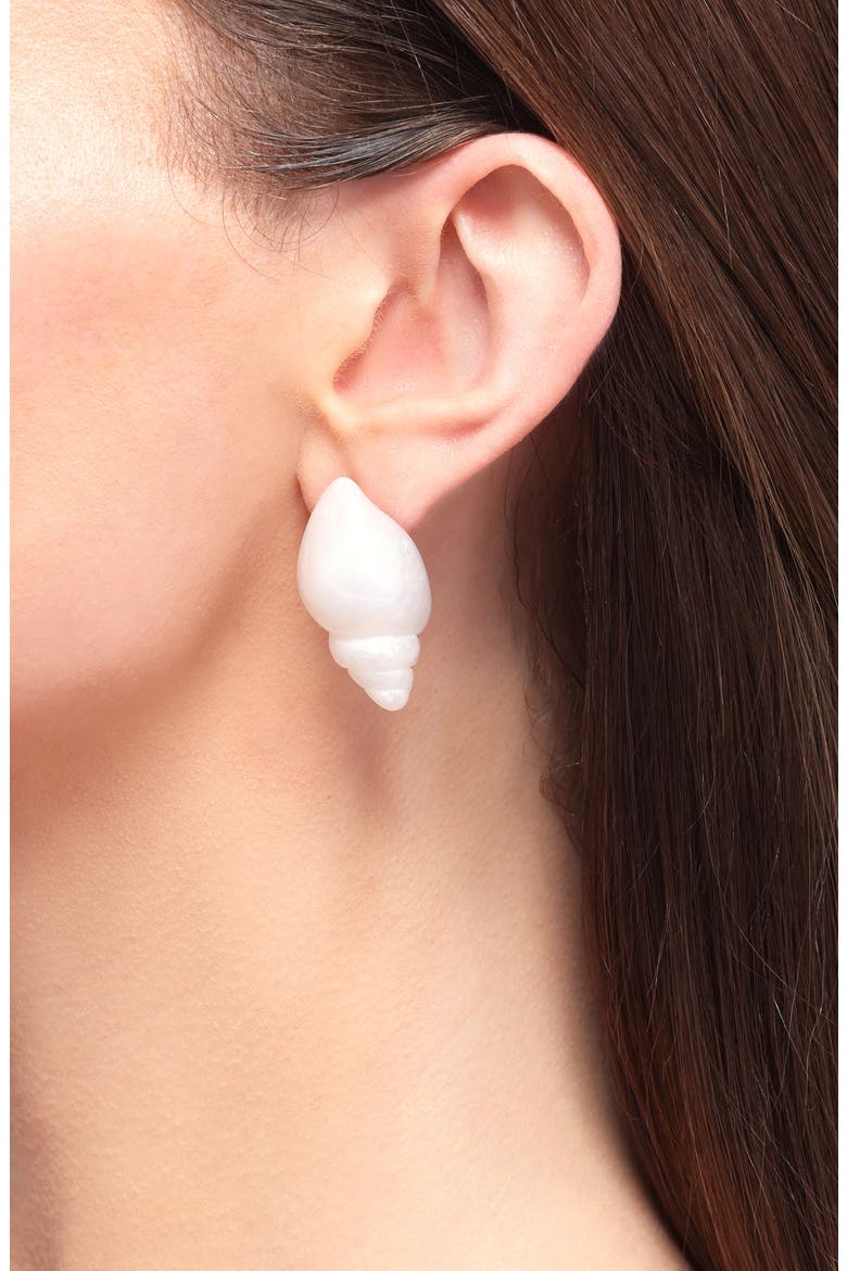 Conch Shell Stud Earrings, Alternate, color, MOTHER OF PEARL