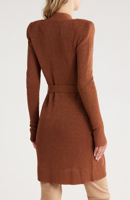 L Agence L'agence Noe Metallic Double Breasted Rib Cardigan In Brown