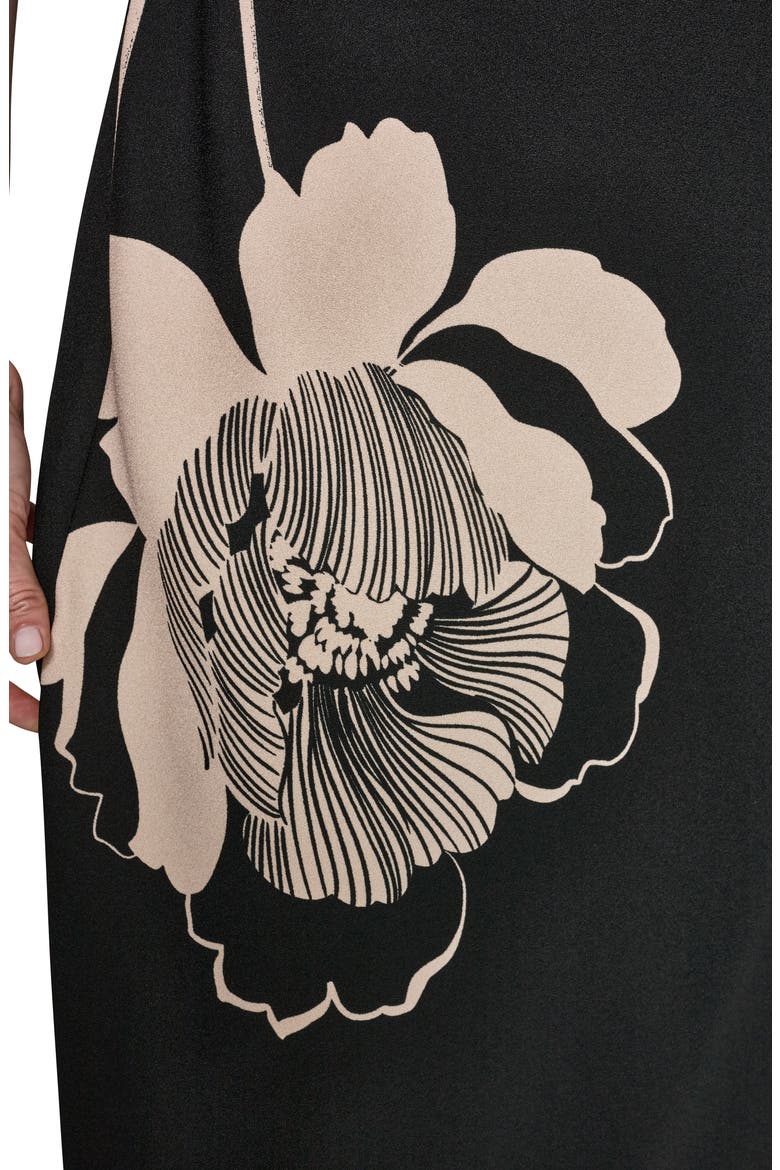 Floral Print Midi Dress, Alternate, color, BLACK/ OAT