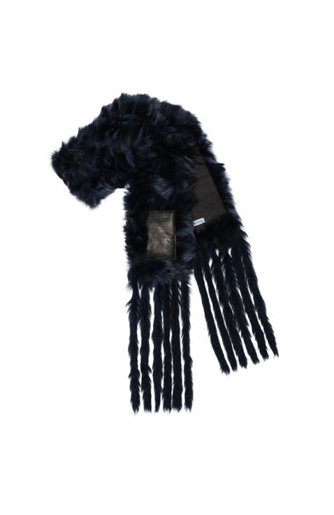 Narrow Check Shearling Scarf