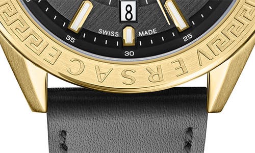 Versace V-code Gmt Watch, 42mm In Black/gold