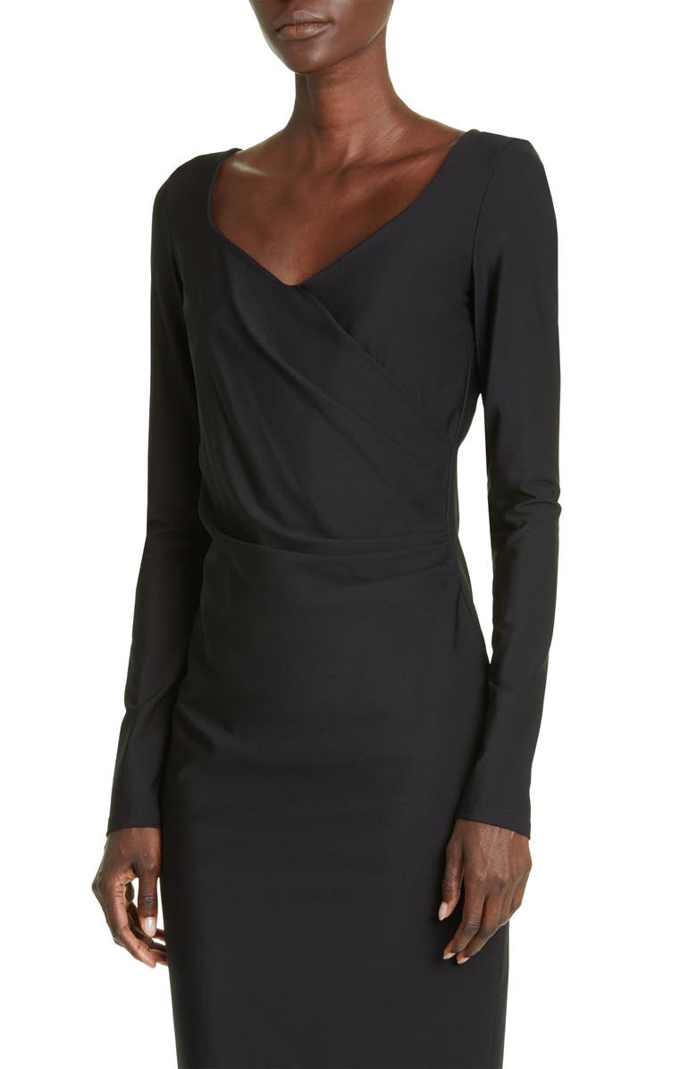 Max Mara Riber Gathered Long Sleeve Jersey Midi Dress, Alternate, color, 