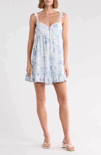 Floral Tie Shoulder Babydoll Minidress