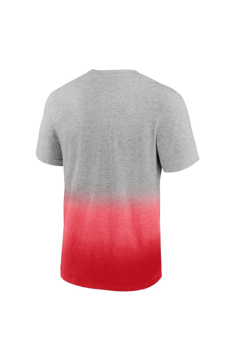 FANATICS Men's Fanatics Branded Heathered Gray/Red Atlanta Hawks Board Crasher Dip-Dye T-Shirt, Alternate, color, Heather Gray