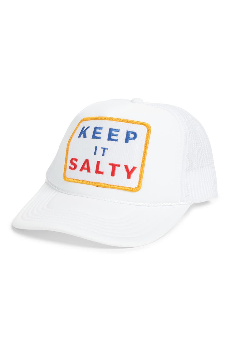 Keep it Salty Patch Trucker Hat, Main, color, WHITE