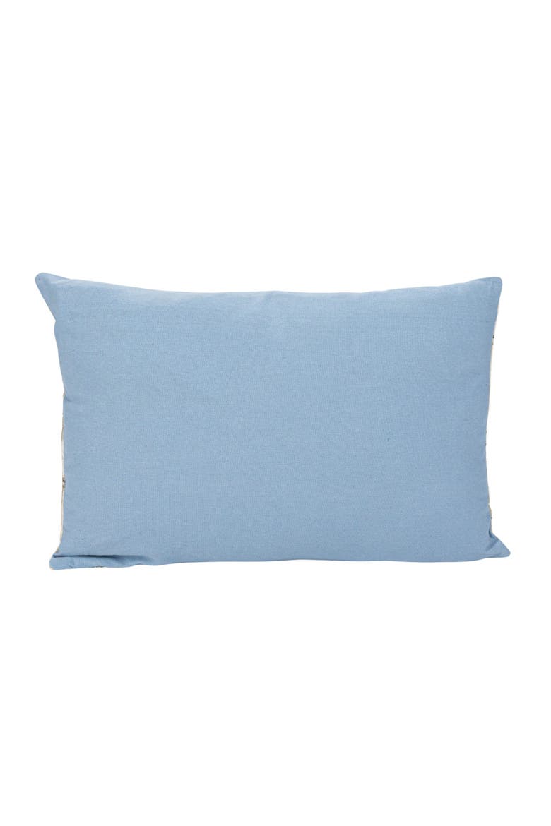 Cotton Velvet Printed Lumbar Pillow with Gold Foil, Multicolor, Alternate, color, Blue