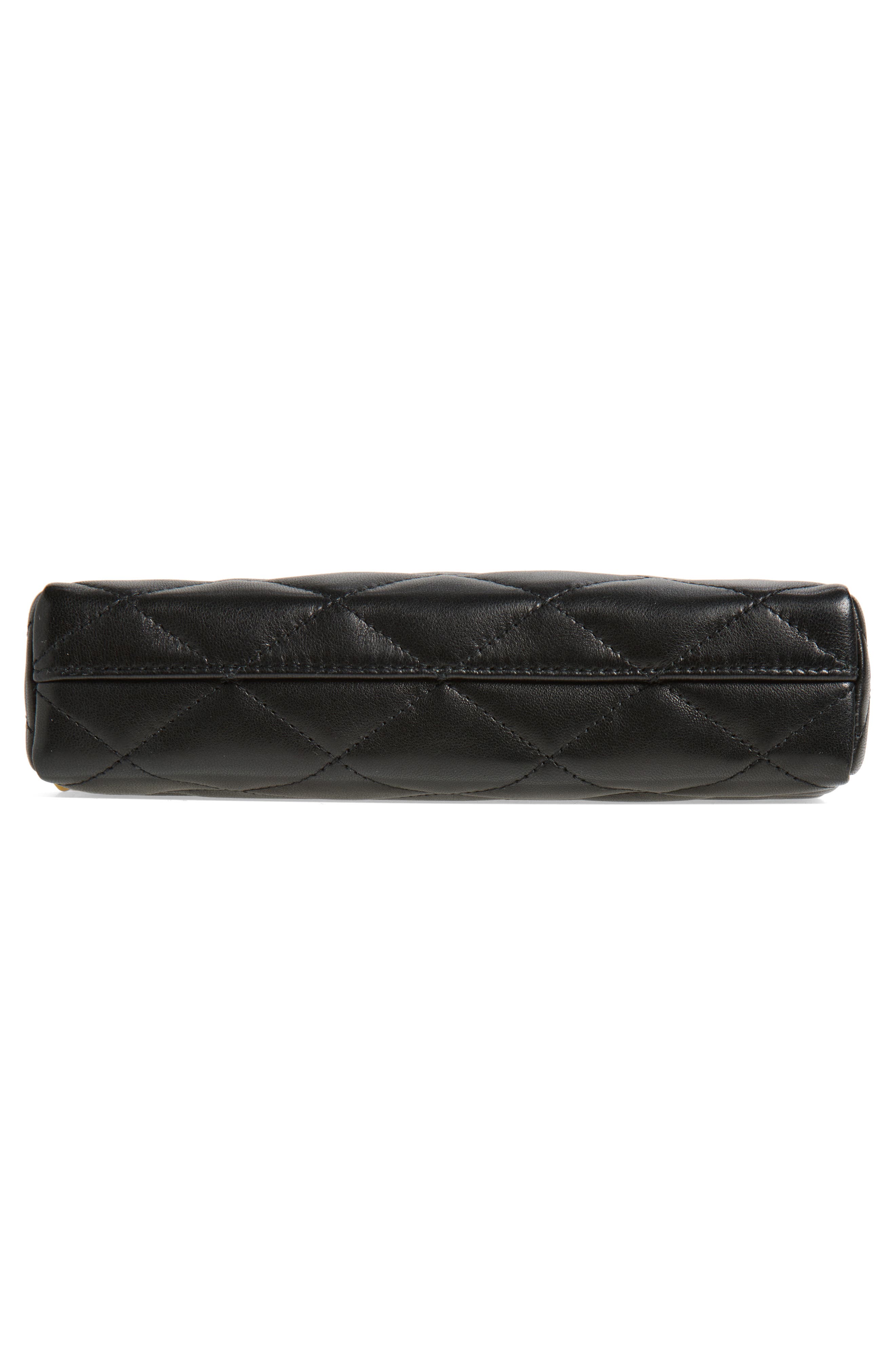 Saint Laurent Cassandre Bijou Matelassé Leather Wristlet, Alternate, color, Black