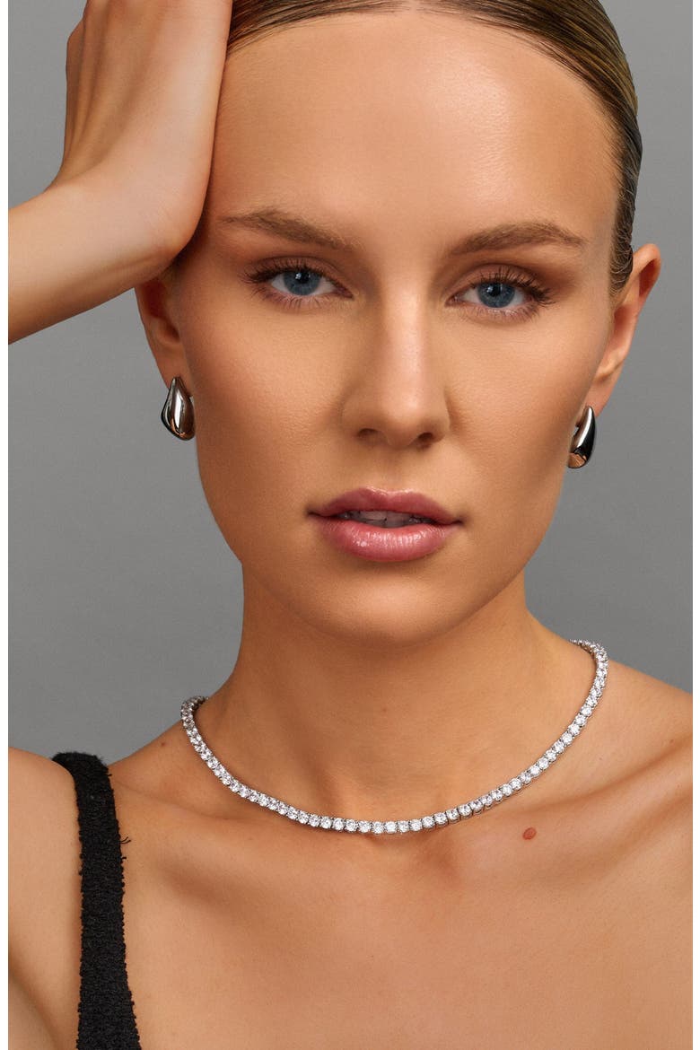 Tennis Choker Necklace, Alternate, color, Silver
