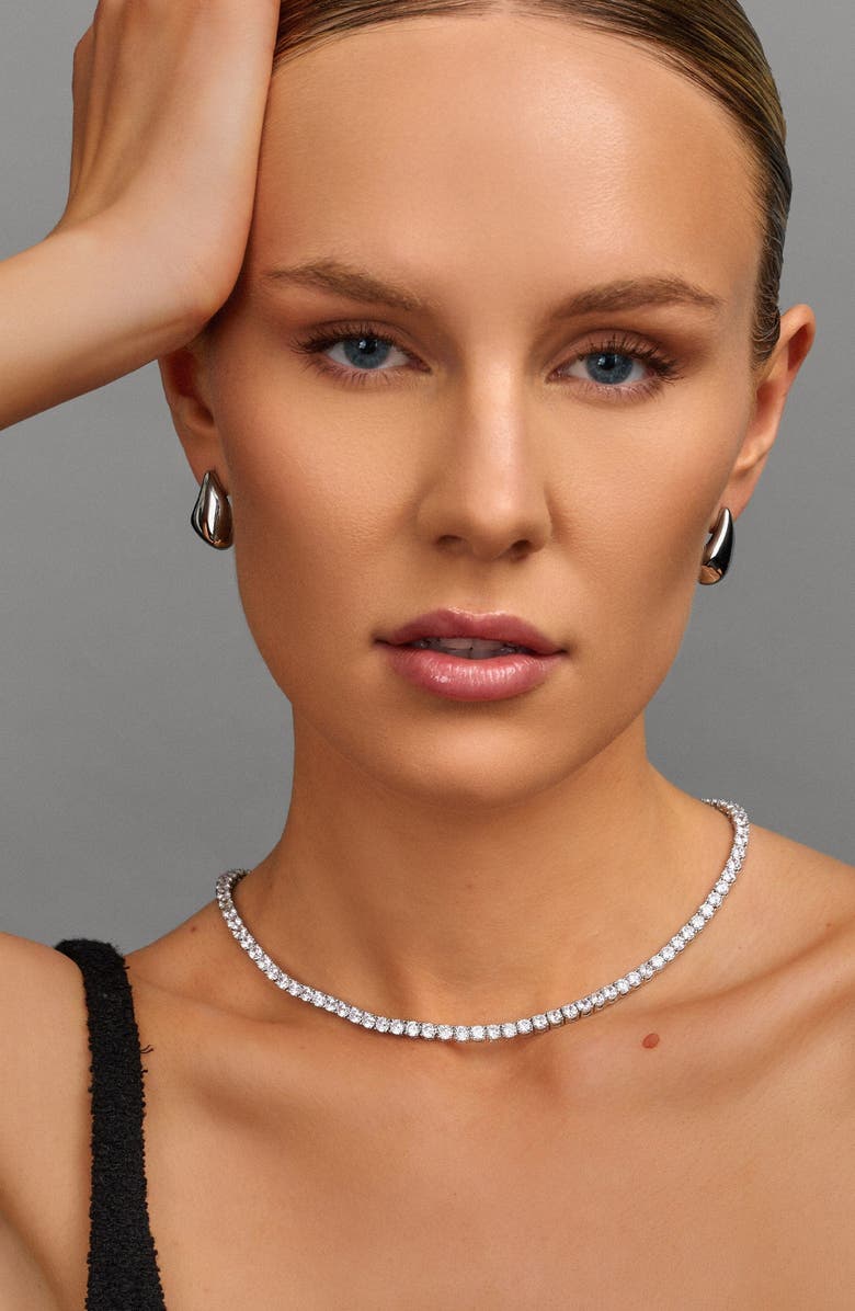 Nialaya Tennis Choker Necklace, Alternate, color, Silver