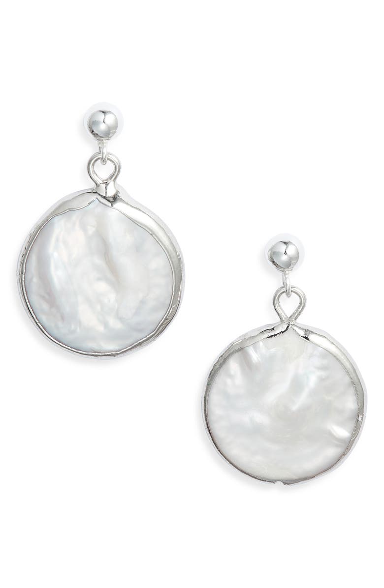Set & Stones Gracie Freshwater Pearl Drop Earrings, Main, color, Silver