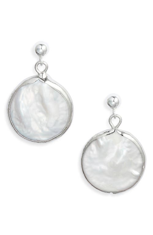 Set & Stones Gracie Keshi Pearl Drop Earrings in Silver 