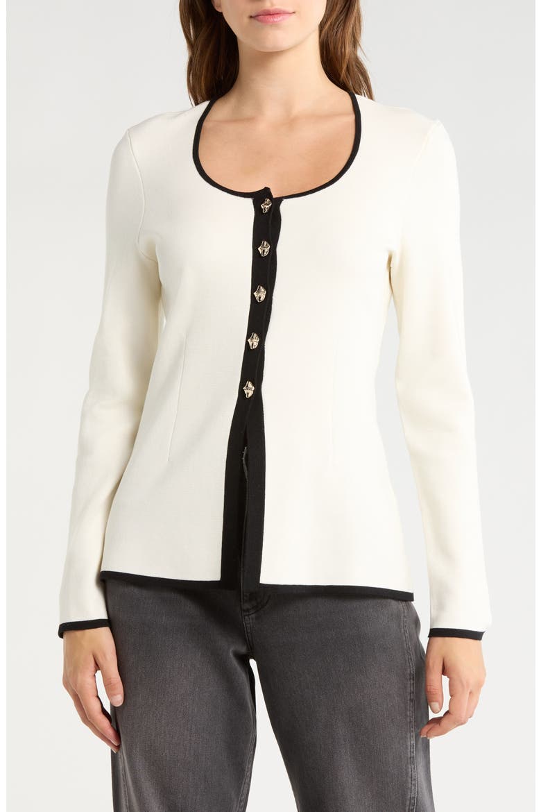 Ema Scoop Neck Cardigan, Main, color, CHALK