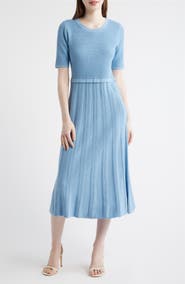 Elie Tahari The Vesper Mixed Stitch Midi Sweater Dress