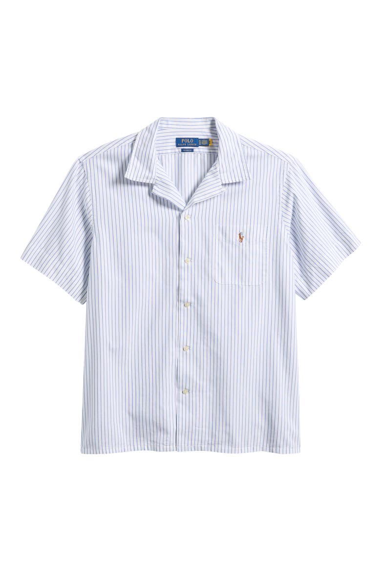 Classic Fit Stripe Cotton Oxford Cloth Camp Shirt, Alternate, color, WHITE ROYAL