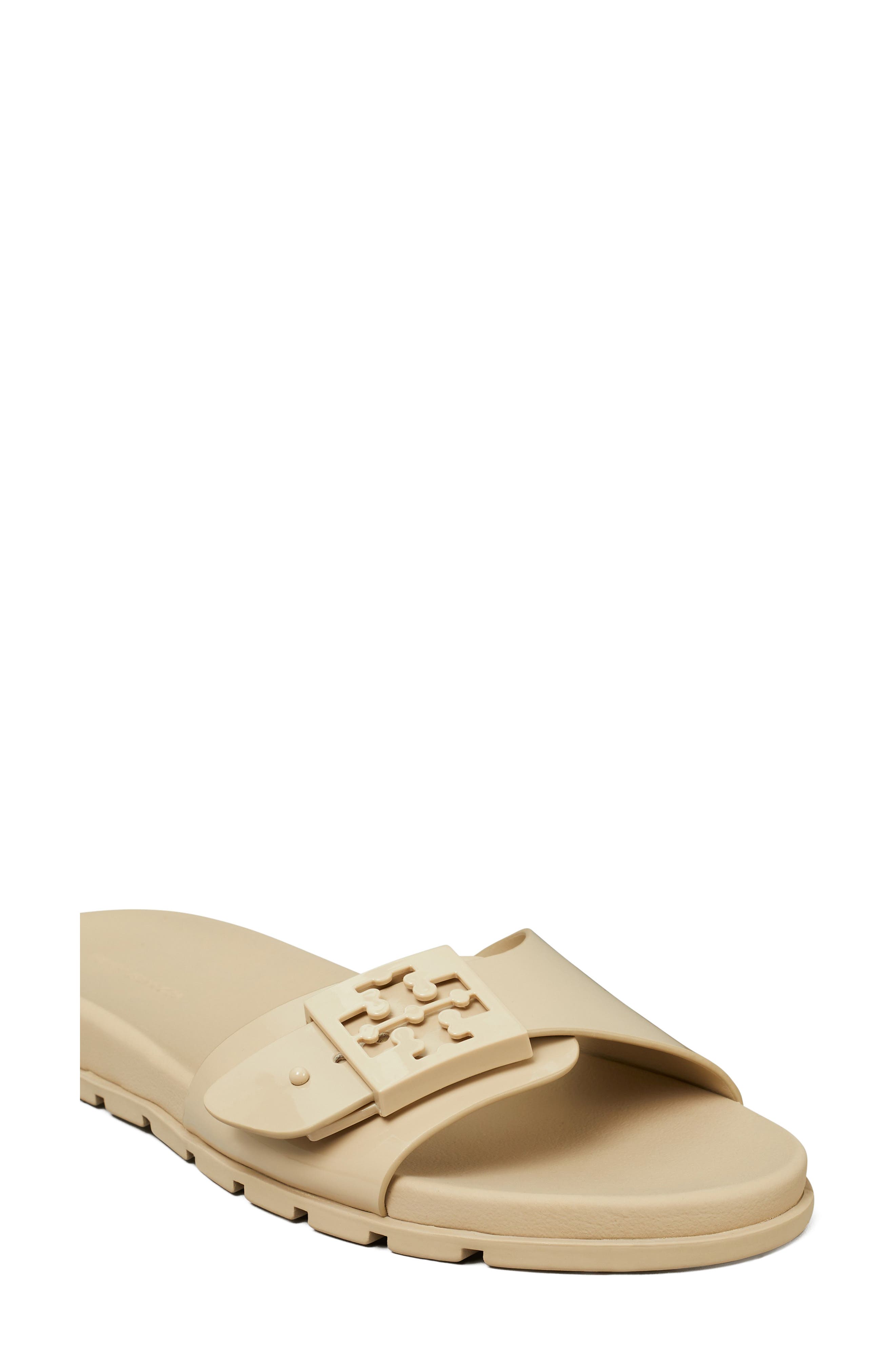 Buckle Slide Sandal, Alternate, color, STONE GRAY / STONE GRAY
