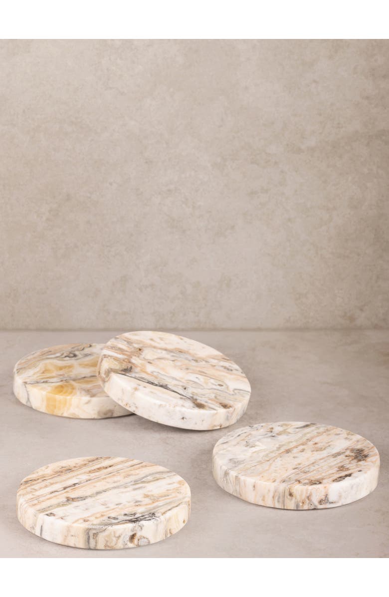 GAURI KOHLI Tasmania Brown Onyx Coasters, Set of 4, Alternate, color, Beige