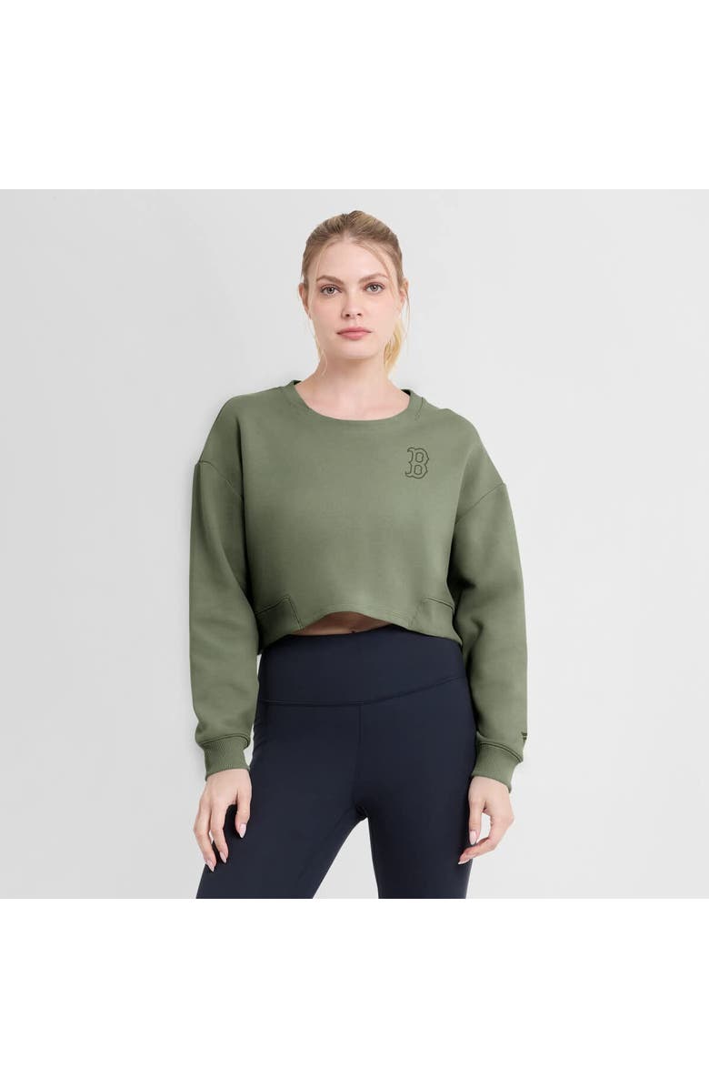 FANATICS Women's Fanatics Olive Boston Red Sox Studio Cropped Pullover Sweatshirt, Alternate, color, 