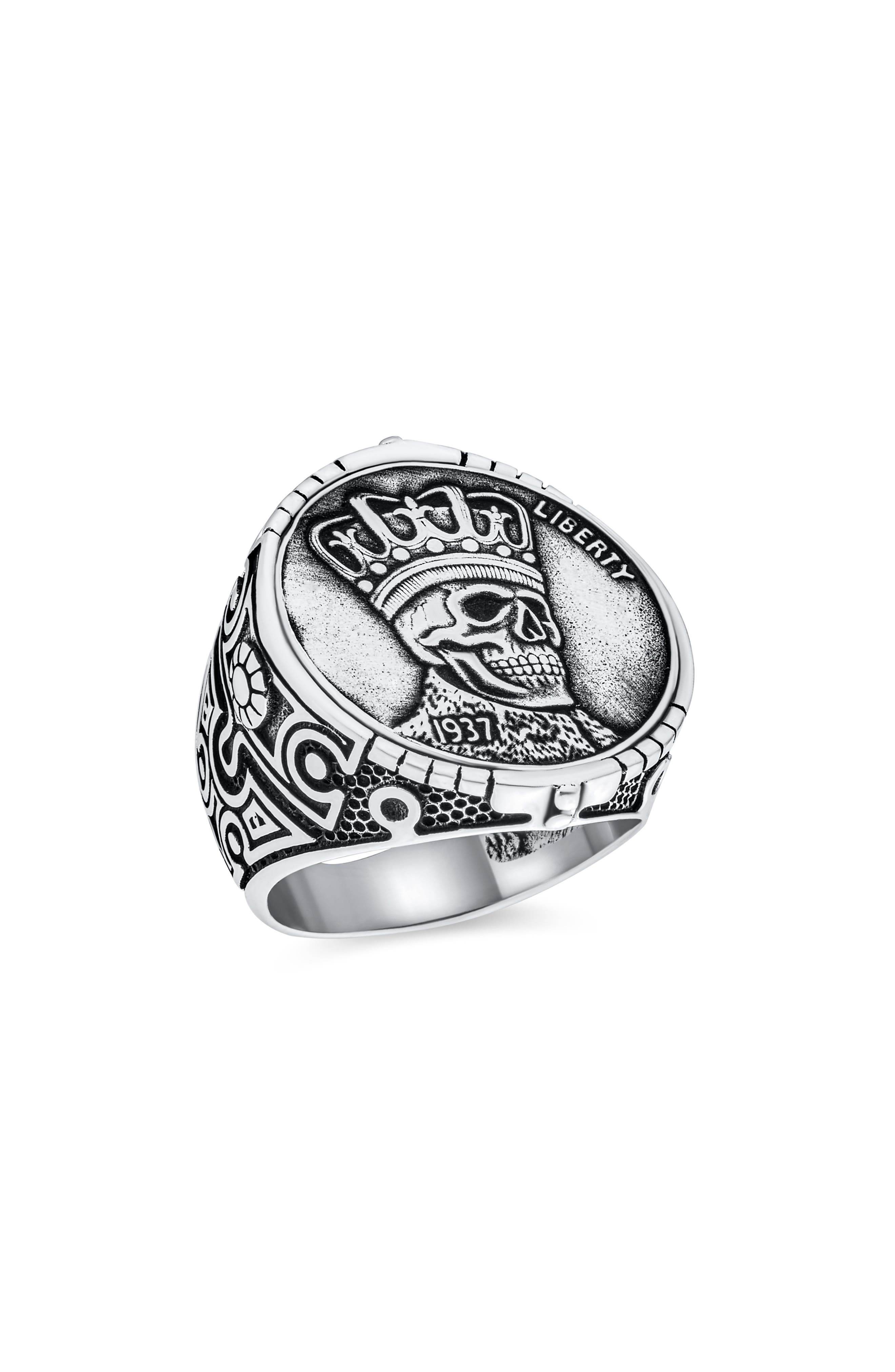 BLING JEWELRY Men's Engraved Statement Ring