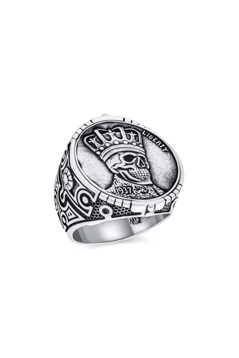 Men's Engraved Statement Ring, Main, color, SILVER