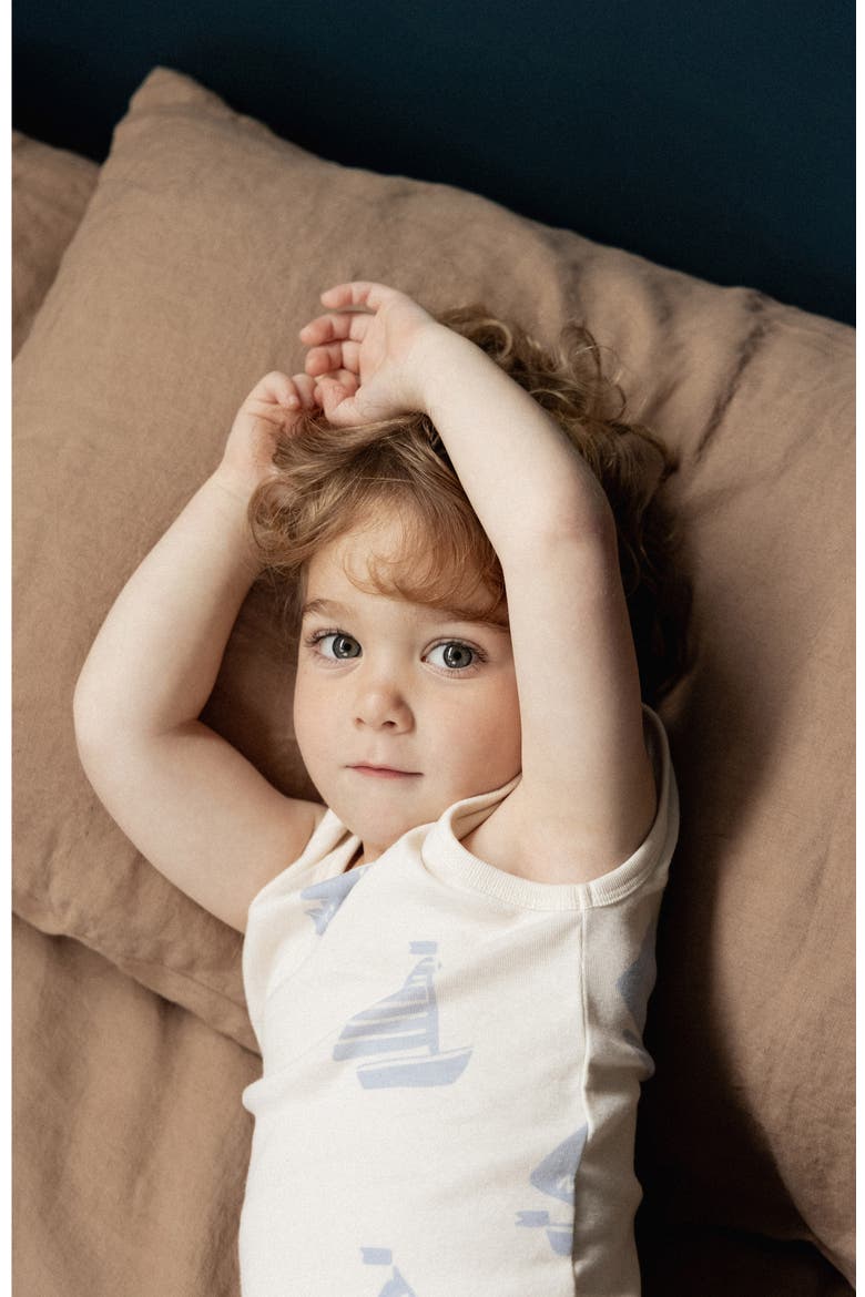 Kids' Print Organic Cotton Two-Piece Short Pajamas, Alternate, color, REGATTA BLUE PRINT