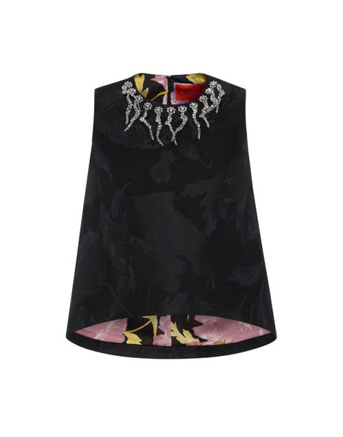 La Doublej La Scala Top Embroidered Sylph Jacquard Black In Sylph Jacquard Black