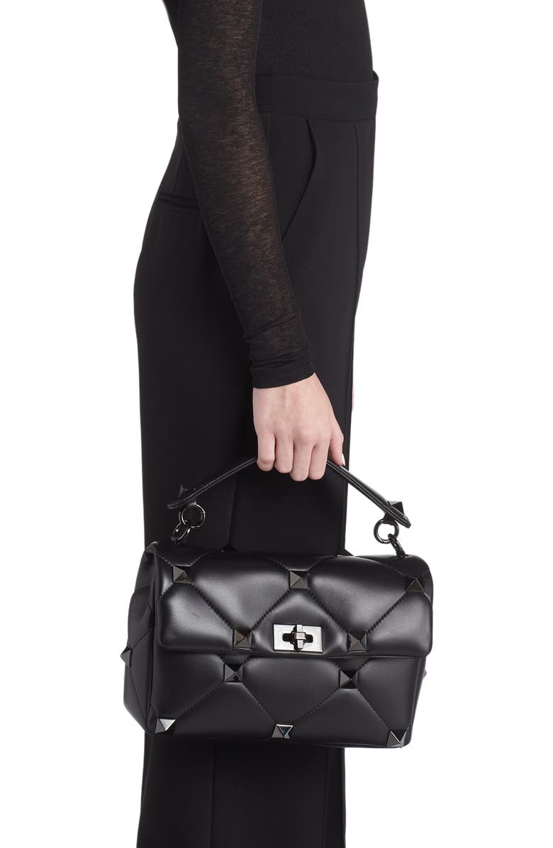 Valentino Garavani Large Roman Stud Quilted Lambskin Leather Shoulder Bag, Alternate, color,