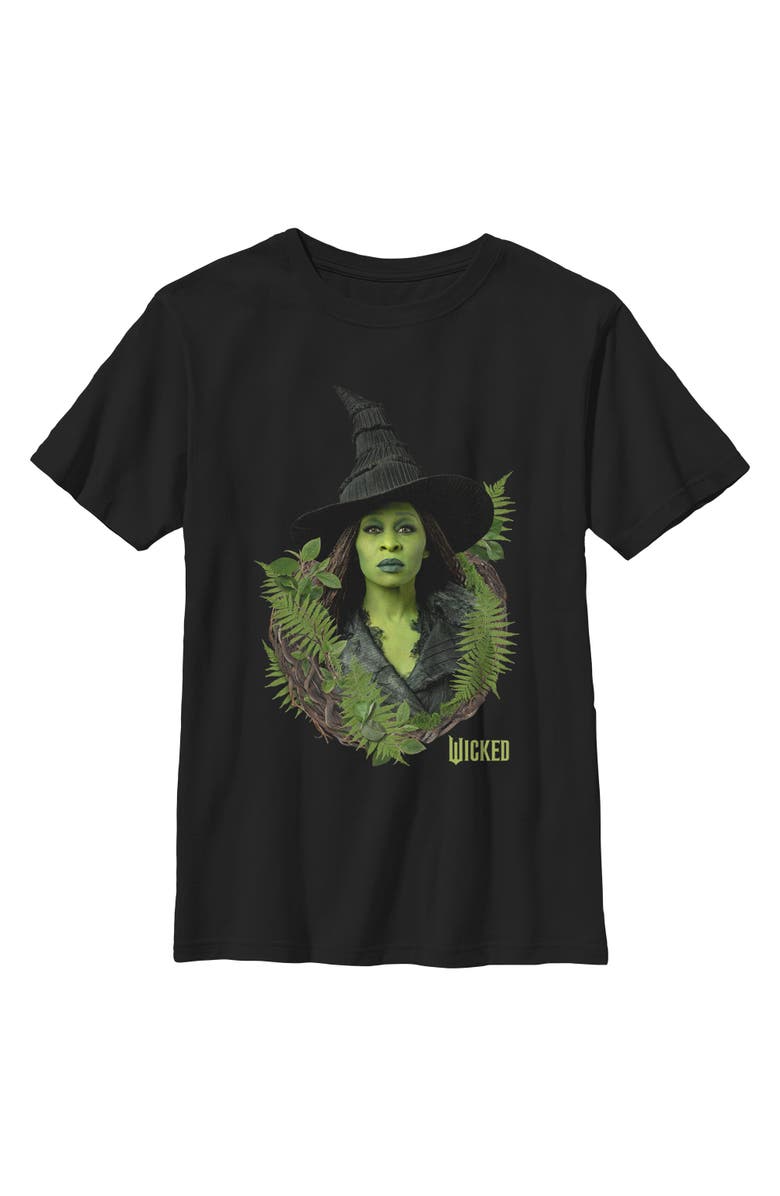 Wicked: For Good Boy's Wicked For Good Elphaba Forest Portrait Graphic T-Shirt, Main, color, Black