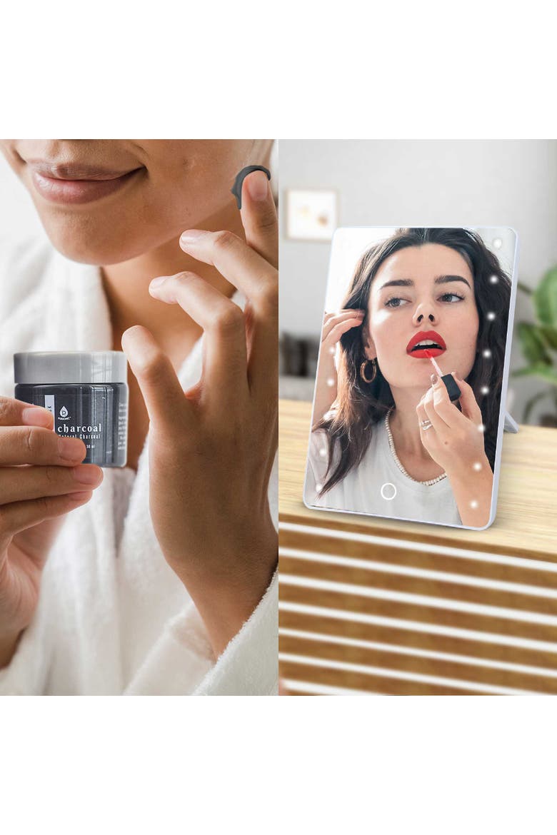 Touchscreen LED Vanity Mirror and Luxurious Gel & Mud Face Mask Set, Alternate, color, Multicolor 2